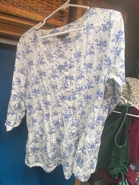 French Motif Cotton Blouse
